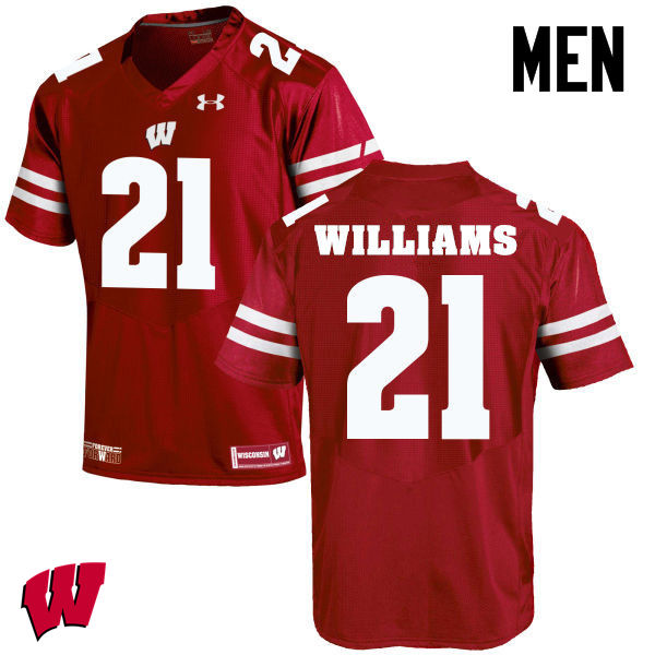 Wisconsin Badgers Men's #18 Caesar Williams NCAA Under Armour Authentic Red College Stitched Football Jersey AX40X16DV